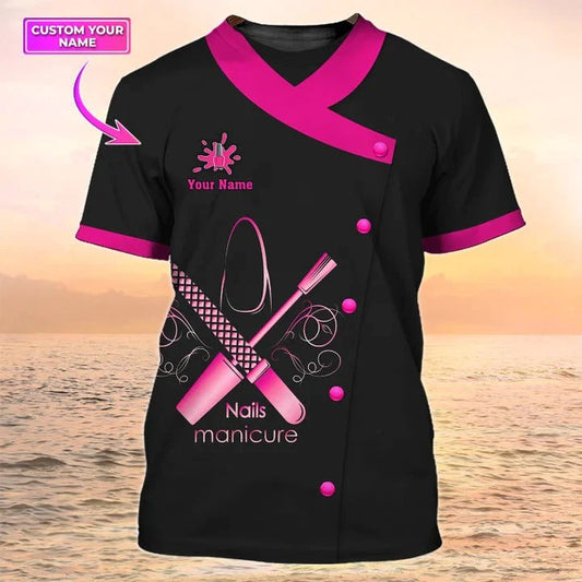 Nails - Personalized Name Gift for Nails Lovers, Nails Salon Uniform 3D Shirt