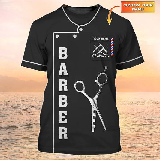 Barber Shop Personalized Name 3D Shirt