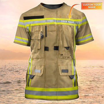 Maxcorners Firefighter Custom T shirt Firefighter Uniform 3D Print Shirt, Apparel Shirt for Firefighter LM1911