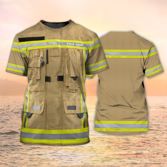 Maxcorners Firefighter Custom T shirt Firefighter Uniform 3D Print Shirt, Apparel Shirt for Firefighter LM1911