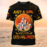Joycorners Just A Girl Who Loves Cats And Halloween 3D Tshirt