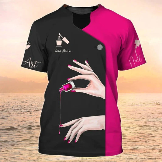 Nails - Personalized Name Gift for Nails Lovers, Nails Salon Uniform 3D Shirt