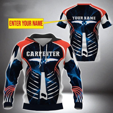 PREMIUM CARPENTER CUSTOMIZED NAME 3D ALL OVER PRINTED UNISEX SHIRTS HOODIE