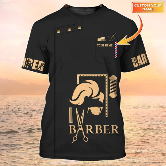 Barber Shop Personalized Name 3D Shirt