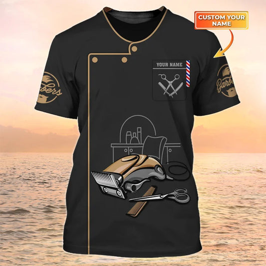 Barber Shop Personalized Name 3D Shirt