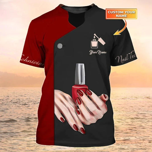 Nails - Personalized Name Gift for Nails Lovers, Nails Salon Uniform 3D Shirt