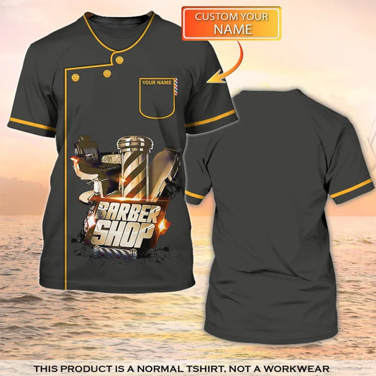 Barber Shop Personalized Name 3D Shirt