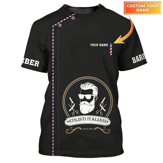 Barber Shop Personalized Name 3D Shirt