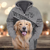 Joycorners Golden Retriever Grey Love Never Walk Alone 3D Custom Name And Dog Full Print Shirts