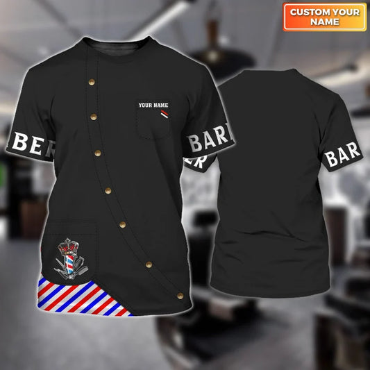 Barber Shop Personalized Name 3D Shirt