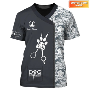 Barber Dog Groomer Personalized Name 3D Shirt