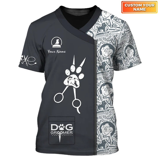 Barber Dog Groomer Personalized Name 3D Shirt