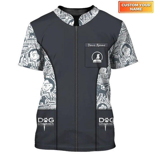 Barber Dog Groomer Personalized Name 3D Shirt