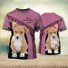 Joycorners Corgi Never Walk Alone Pink 3D Custom Name And Dog Full Print Shirts