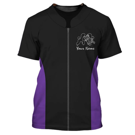 Barber Black Pet Dog Groomer Personalized Name 3D Shirt