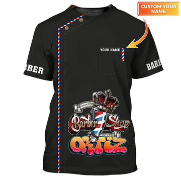 Barber Shop Personalized Name 3D Shirt