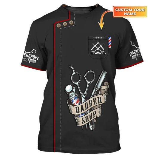 Barber Tools Personalized Name 3D Shirt