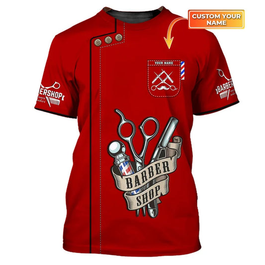 Barber Shop Personalized Name 3D Shirt