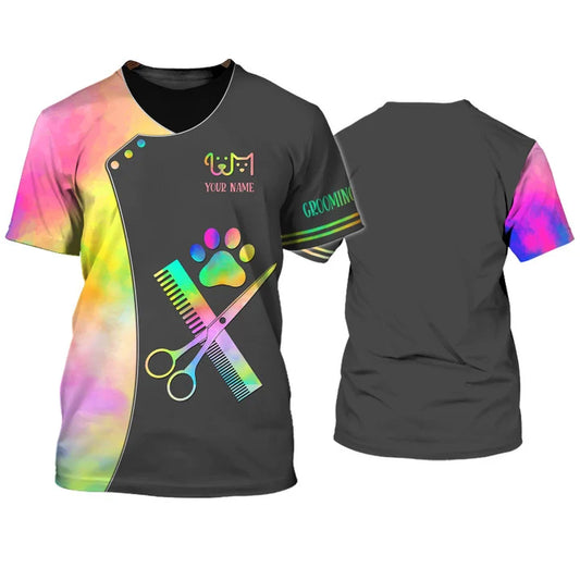 Barber Pet Groomer Personalized Name 3D Shirt