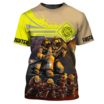 Maxcorners Firefighter Fashion Team Uniform 3D Shirt, Gift for Him, Firefighter Cool Shirt LM1911