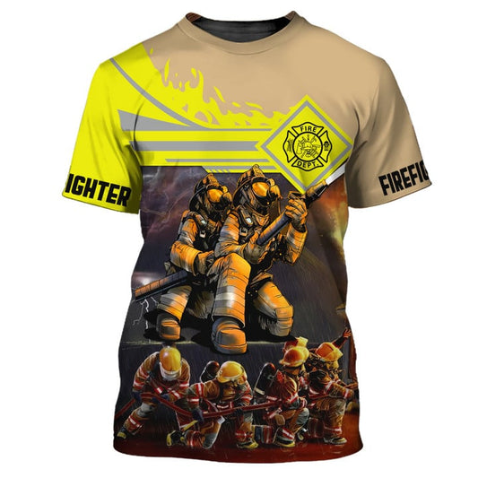 Maxcorners Firefighter Fashion Team Uniform 3D Shirt, Gift for Him, Firefighter Cool Shirt LM1911