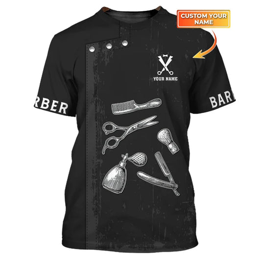 Barber Tools Personalized Name 3D Shirt