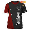 Barber Tools Personalized Name Black & Red 3D Shirt