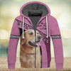 Joycorners Golden Retriever Never Walk Alone Pink 3D Custom Name And Dog Full Print Shirts
