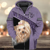 Joycorners Yorkshire Lover Never Walk Alone ( Purple ) 3D Custom Name And Dog Full Print Shirts