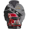 Joycorners Grey Red Trucker 3D Full Print Shirts