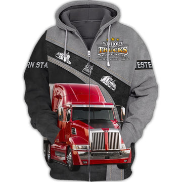 Joycorners Grey Red Trucker 3D Full Print Shirts