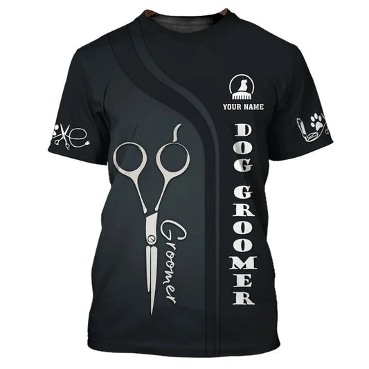 Barber Dog Groomer Personalized Name 3D Shirt