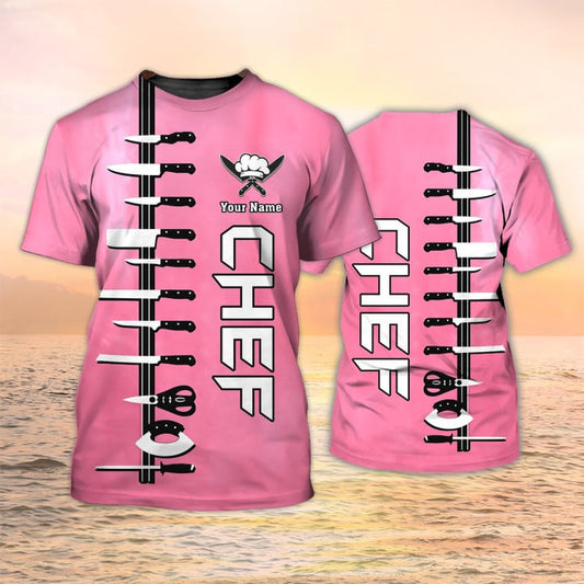 Joycorners Custom Name Chef T Shirt Chef Knives Pink Shirt
