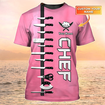 Joycorners Custom Name Chef T Shirt Chef Knives Pink Shirt
