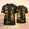 Joycorners Custom Chef T Shirt Chef Knives Brown & Gold