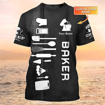 Joycorners Custom Baker T Shirt Bakery Chef Uniform Black