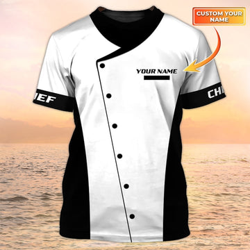 Joycorners Chef Cook T Shirts 3D Custom Name Chef White Shirt