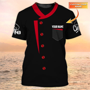 Joycorners Chef Cook T Shirts 3D Custom Name Chef Uniform Shirt