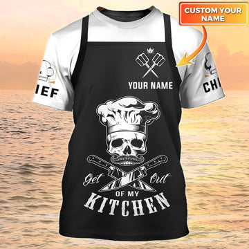 Joycorners Chef Clothing Chef Custom Tshirt Black & White Parttern Chef Uniforms