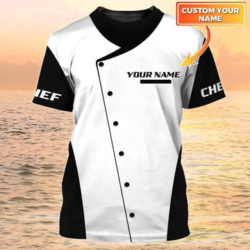 Joycorners Chef Clothing Chef Custom Tshirt Black & White Parttern Chef Uniforms