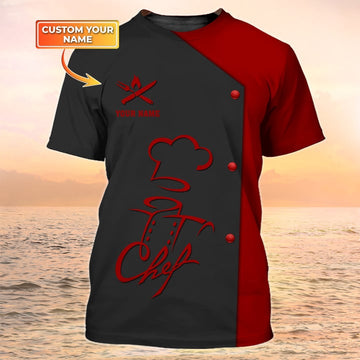Joycorners Chef Apparel Chef Wear Chef Clothing for Restaurants Custom Chef Tshirt Black & Red