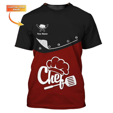 Joycorners Chef Tee Shirt Chef Wear Cook Clothing Custom Chef Uniform Black & Red