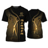 Golden Haircut & Shaves Barber Shop Personalized Name 3D Shirt