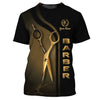 Golden Haircut & Shaves Barber Shop Personalized Name 3D Shirt