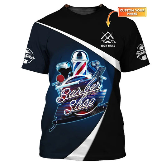 Barber Shop Personalized Name 3D Shirt