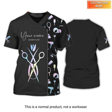 Joycorners Hair Uniform Hairdresser Hairstylist Tools 2 Custom Name Full Print Shirts ( Non Workwear )