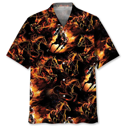 HORSE RACING FIRE HAWAIIAN SHIRT