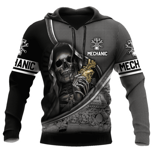 Joycorners Custom Name Mechanic Skull Pattern Printed 3D Shirt