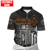 Joycorners Mechanic Custom Name Leather Metal Pattern Printed 3D Black Hoodie