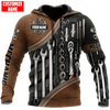 Joycorners Personalized Name Mechanic Unisex Shirts with Leather patten, 3D Mechanic Shirt